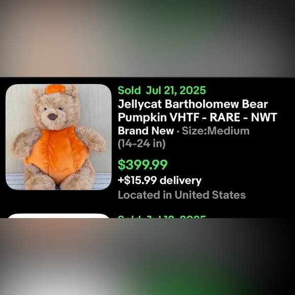 RETIRED BNWT JELLYCAT BARTHOLOMEW BEAR PUMPKIN PRICE VERY FIRM NO OFFERS PLEASE - Picture 2 of 16